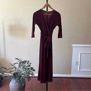 Elegant Burgundy Wrap Dress